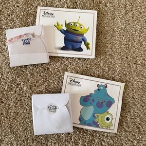 Disney Movie Club Toy Story and Monsters Inc. Pins with Certificates
